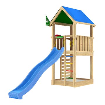 Lektorn Jungle Gym Lodge 2.1 Med Blå Rutschkana