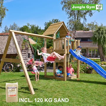 Lektorn Jungle Gym Cubby Komplett Inkl Swing Modul X'tra, 120 kg Sand och Rutschkana