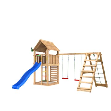 Lektorn Jungle Gym Cabin 2.1 Klättermodul Blå Rutschkana & Sand