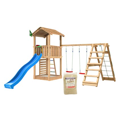 Lektorn Jungle Gym Mansion 2.1 Klättermodul Blå Rutschkana & Sand