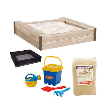 Sandlåda Nordic Play med Sits inkl Sand och Strandset
