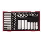 Hylssats 32 delar med 1/4 tum och 3/8 tum fyrkantsfäste Teng Tools TTAF32