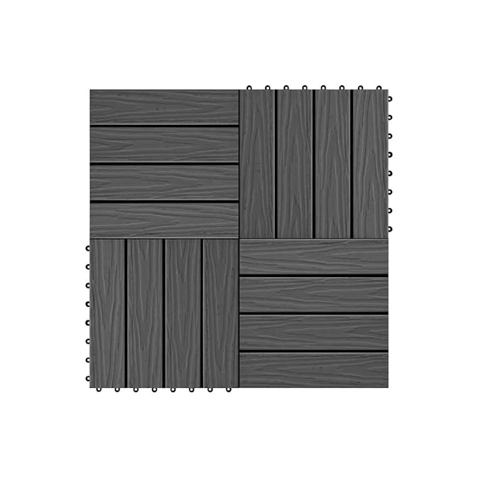 Trall VidaXL 11 st Djupt Mönster WPC 30x30 cm 1 kvm Svart