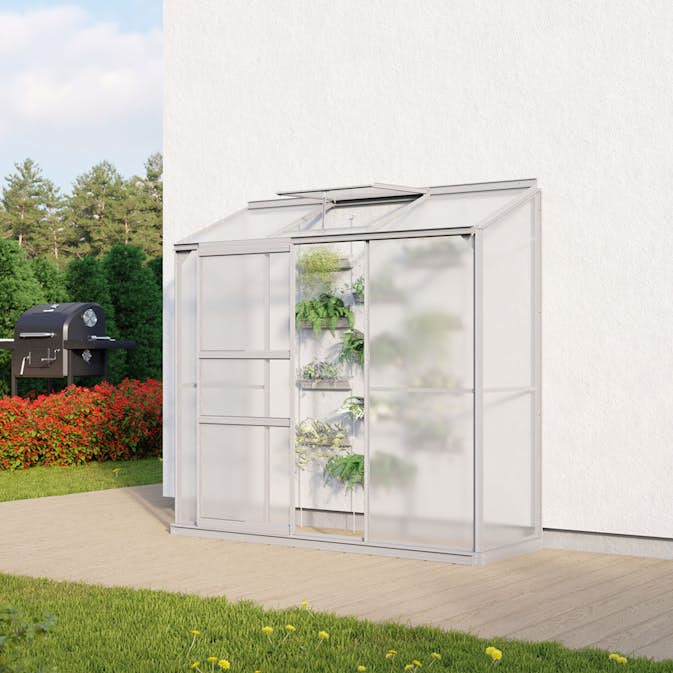 Växthus Vitavia Ida 1300 4mm Polykarbonat Med Sockel Plast Växthus