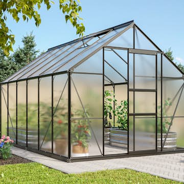 Växthus Vitavia Merkur 9900 6mm Polykarbonat Svart Med Sockel