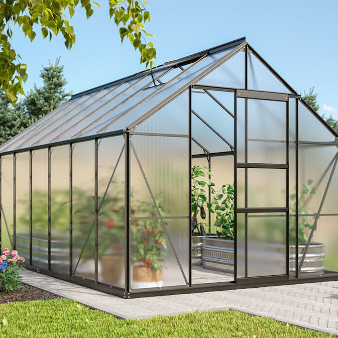 Växthus Vitavia Merkur 11500 6mm Polykarbonat Svart Med Sockel