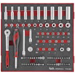 Hylsnyckelsats 89 delar med 1/4 tum fyrkantsfäste Teng Tools TED1489