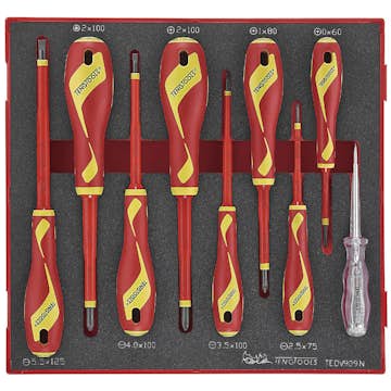Skruvmejselsats 9 delar för 1000 volt Teng Tools TEDV909N