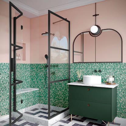 Duschhörn Hietakari Bläk 888 Tokyo Fast Vägg och Vikbara Dörr