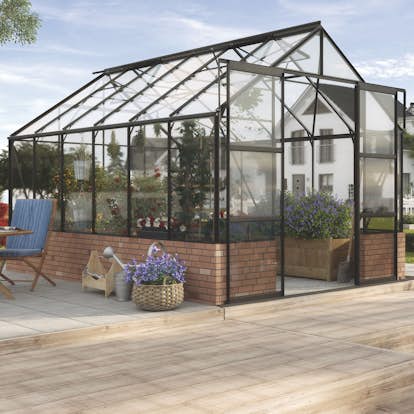 Växthus På Mur Vitavia Cassandra 9,9 kvm med Toppdekor Svart