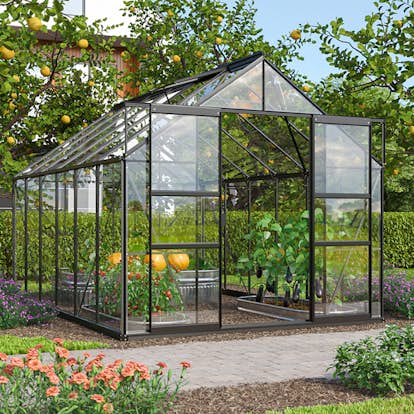 Växthus Vitavia Mars 9900 3mm Härdat Glas Svart Med Sockel