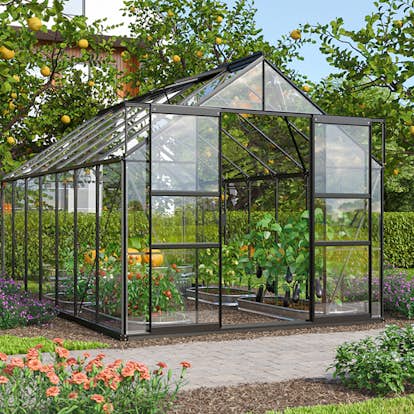 Växthus Vitavia Mars 11500 3mm Härdat Glas Svart Med Sockel