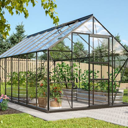 Växthus Vitavia Merkur 11500 3mm Härdat Glas Svart Med Sockel