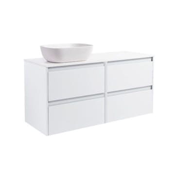 Tvättställsskåp Alterna Luxor 120 med Bänkskiva Kvartskomposit och Rektangulärt Tvättställ