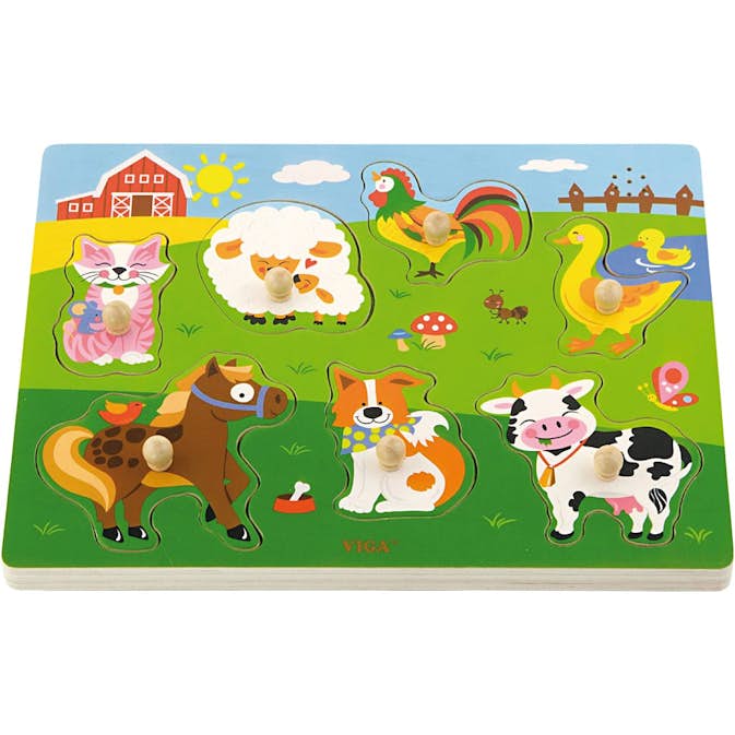 Träpussel Creativ Company VIGA Bondgårdsdjur med Ljud
