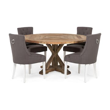Matgrupp In Living Lyon Ø150 cm Rund Natur med 4 st Viktoria Stolar