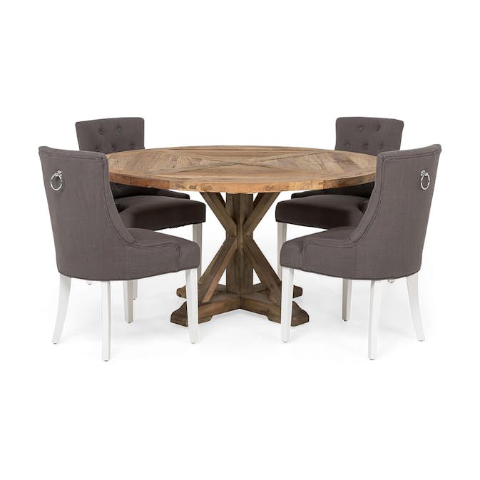 Matgrupp In Living Lyon Ø150 cm Rund Natur med 4 st Viktoria Stolar