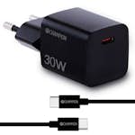 Laddare Champion 30W + USB-C Kabel Svart