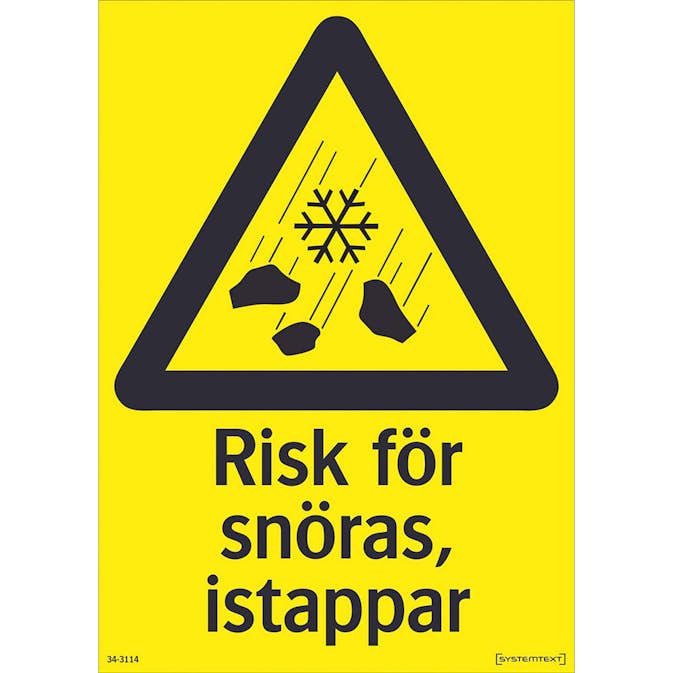 Skylt Systemtext Risk För Snöras Plast