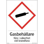 Skylt Systemtext Gasflaskor Vit Reflex