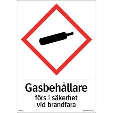 Skylt Systemtext Gas Brandfarlig Dekal