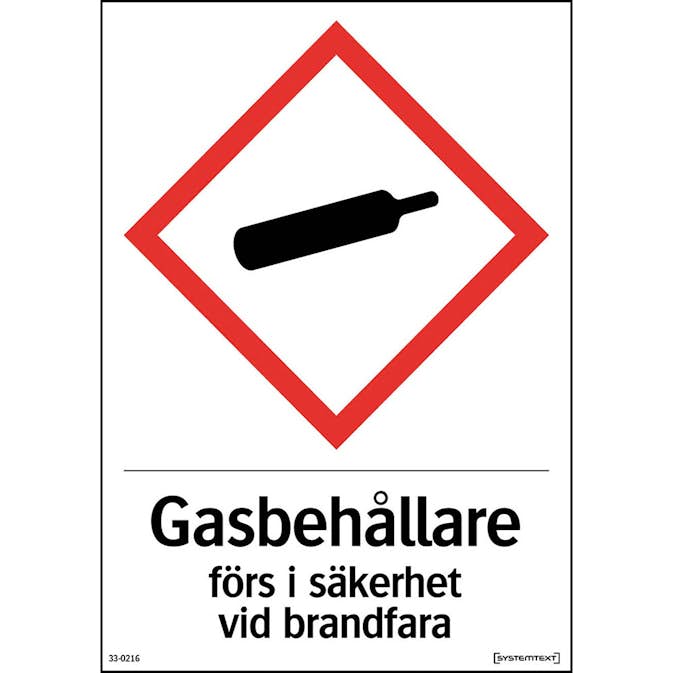 Skylt Systemtext Gas Brandfarlig Dekal