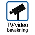 Skylt Systemtext Tv/videobevakning 210x297 mm Plast