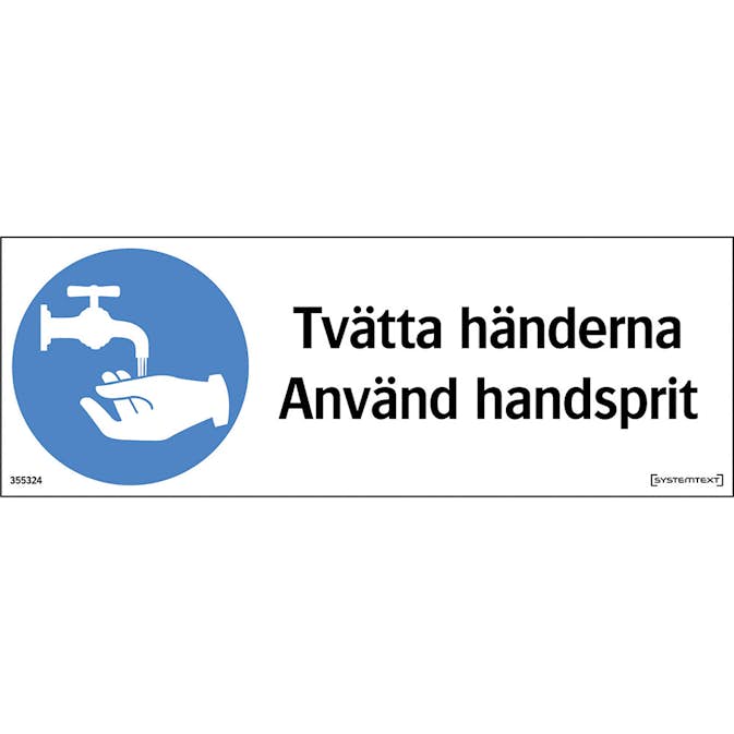 Skylt Systemtext Tvätta Händerna Plast
