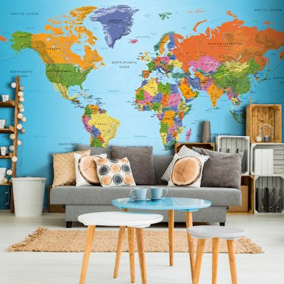 Fototapet Arkiio Självhäftande World Map Colourful Geography