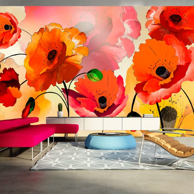 Fototapet Arkiio Självhäftande Velvet Poppies 490x280