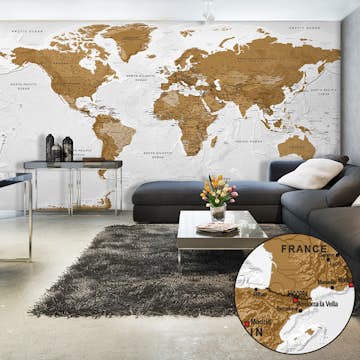 Fototapet Arkiio Självhäftande World Map White Oceans II 490x280