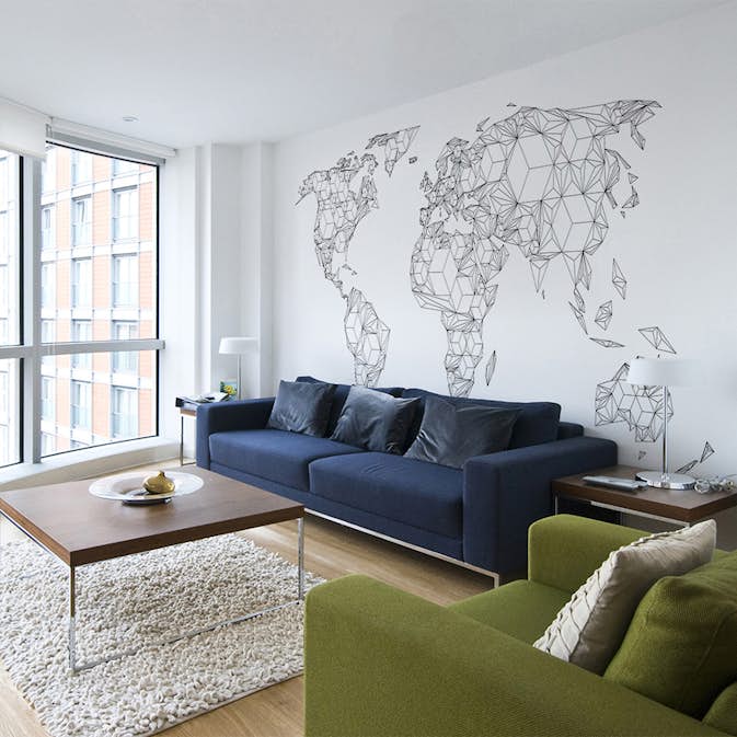 Fototapet XXL Arkiio Map of the World white solids 550x270 cm