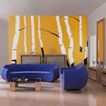 Fototapet Arkiio Birches On The Orange Background