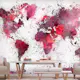 Fototapet Arkiio Självhäftande World Map Red Watercolors