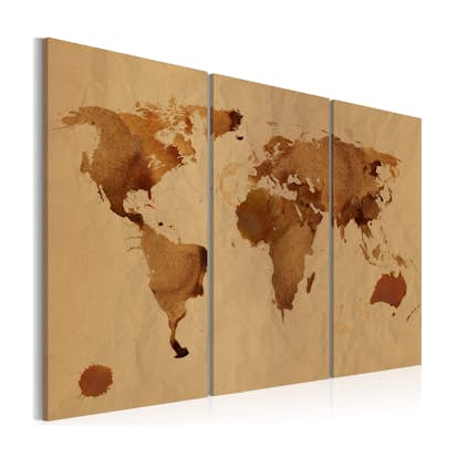 Tavla Arkiio Världen Målad Med Kaffe Triptych