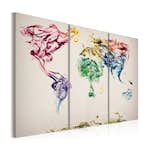 Tavla Arkiio Världskartan Färgad Rök Spår Triptych