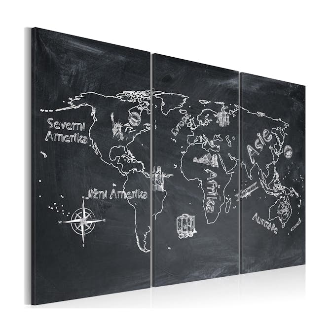 Tavla Arkiio Geografi Lektion Tjeckiska Språket Triptych