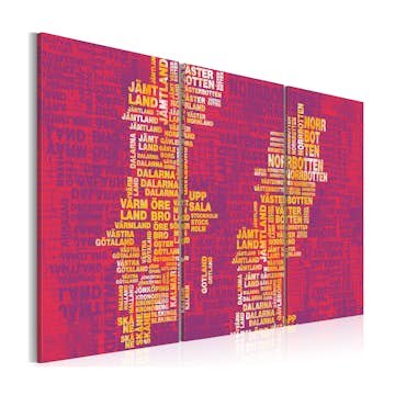 Tavla Arkiio Text Karta Över Sverige Rosa Bakgrund Triptych