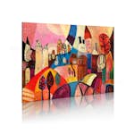 Handmålad Tavla Arkiio Färggrann By 90x60