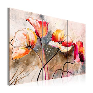 Handmålad Tavla Arkiio Vallmor Piskade Av Vinden 120x80