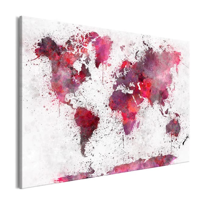 Tavla Arkiio World Map Röd Akvarellfärg