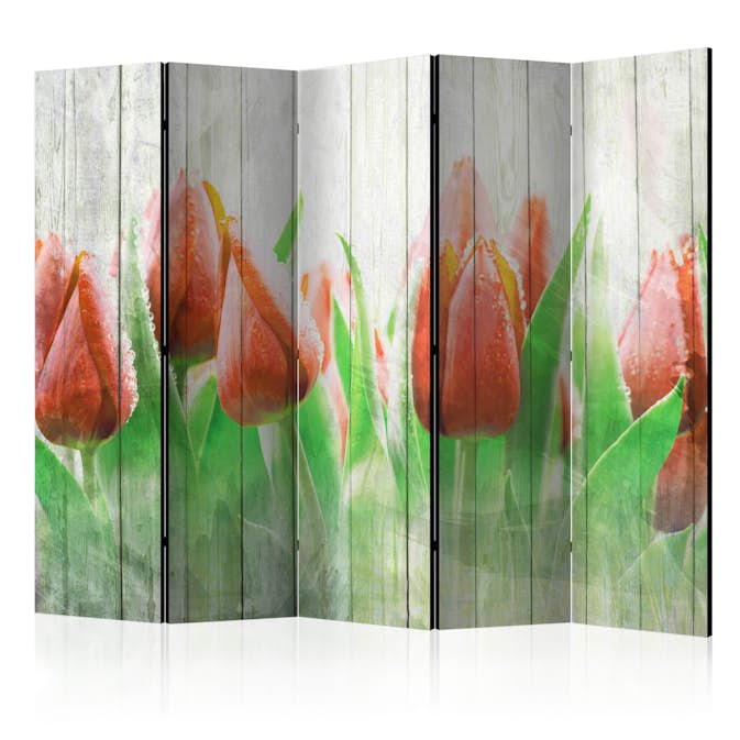 Rumsavdelare Arkiio Red Tulips on Wood II 225x172 cm