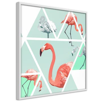 Poster Artgeist Affisch Geometric Flamingos