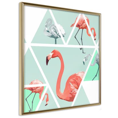 Poster Artgeist Affisch Geometric Flamingos