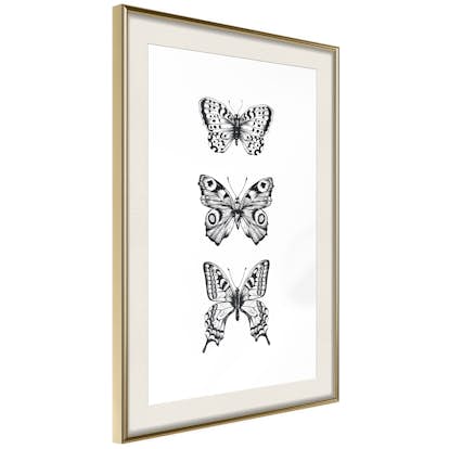 Poster Artgeist Affisch Three Butterflies