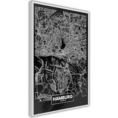 Poster Artgeist Affisch Dark Map of Hamburg
