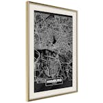 Poster Artgeist Affisch Dark Map of Hamburg