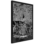 Poster Artgeist Affisch Dark Map of Hamburg