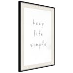 Poster Artgeist Affisch Keep Life Simple