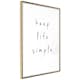 Poster Artgeist Affisch Keep Life Simple